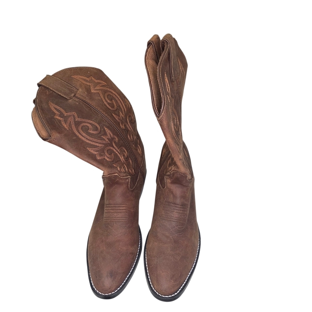 Justin Youth Kids Brown Leather Western Cowboy Boots Size 5 D Style 2253Y - Picture 2 of 9